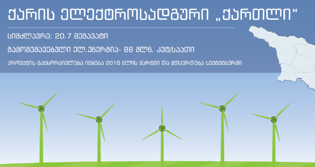 ოქტომბერში საქართველოში ქარის პირველი ელექტროსადგურის სატესტო რეჟიმში ჩართვა იგეგმება